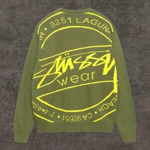 Stussy Men's Green Knit Sweater